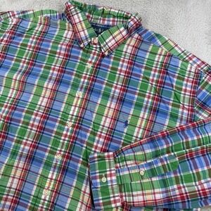 Polo Ralph Lauren Shirt Mens 4XB Multicolor Plaid Button Down Long Sleeve Pony